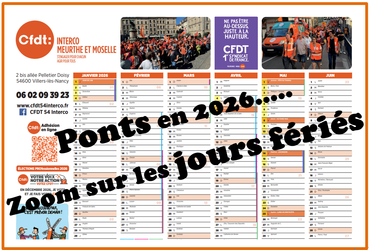Les ponts en 2026.....zoom sur les jours fériés.