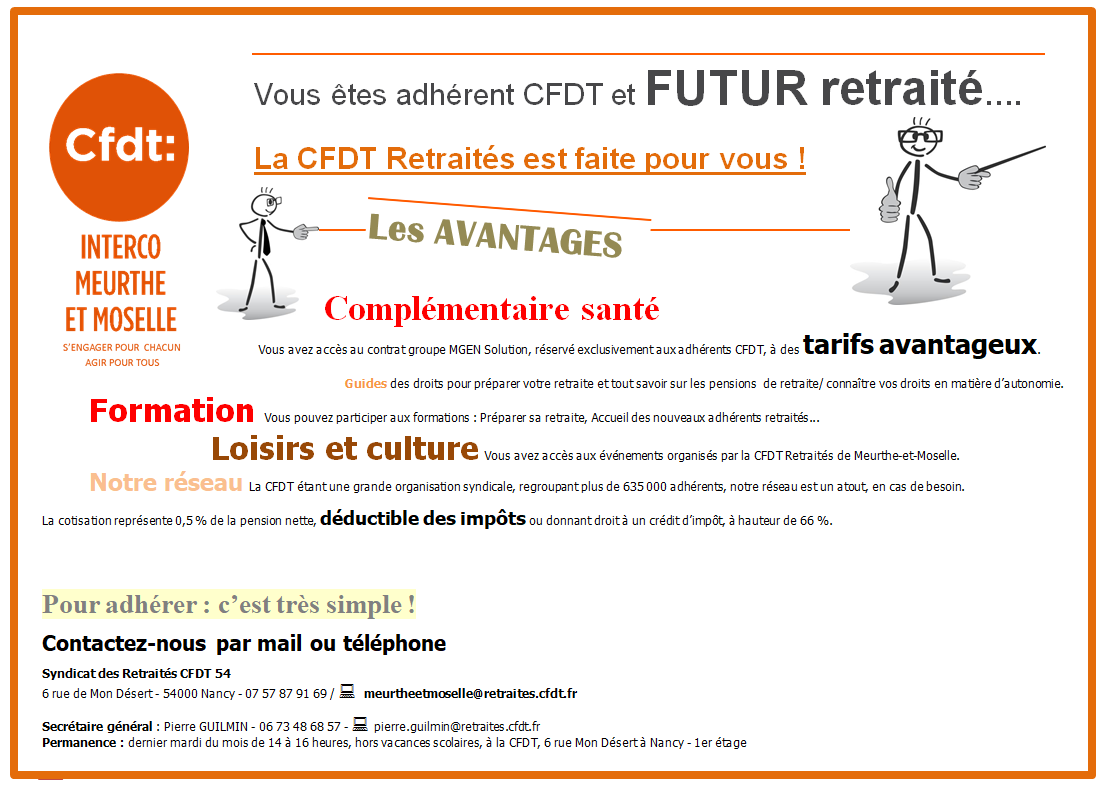 Vous êtes adhérent CFDT et FUTUR retraité…. La CFDT Retraités est faite pour vous !